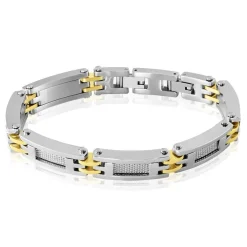 JOURDAN Bracelet Zephir Acier Bicolore Dore / Blanc