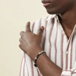 Histoire d'Or Bracelet Kiyo Acier Blanc Pierre De Lave