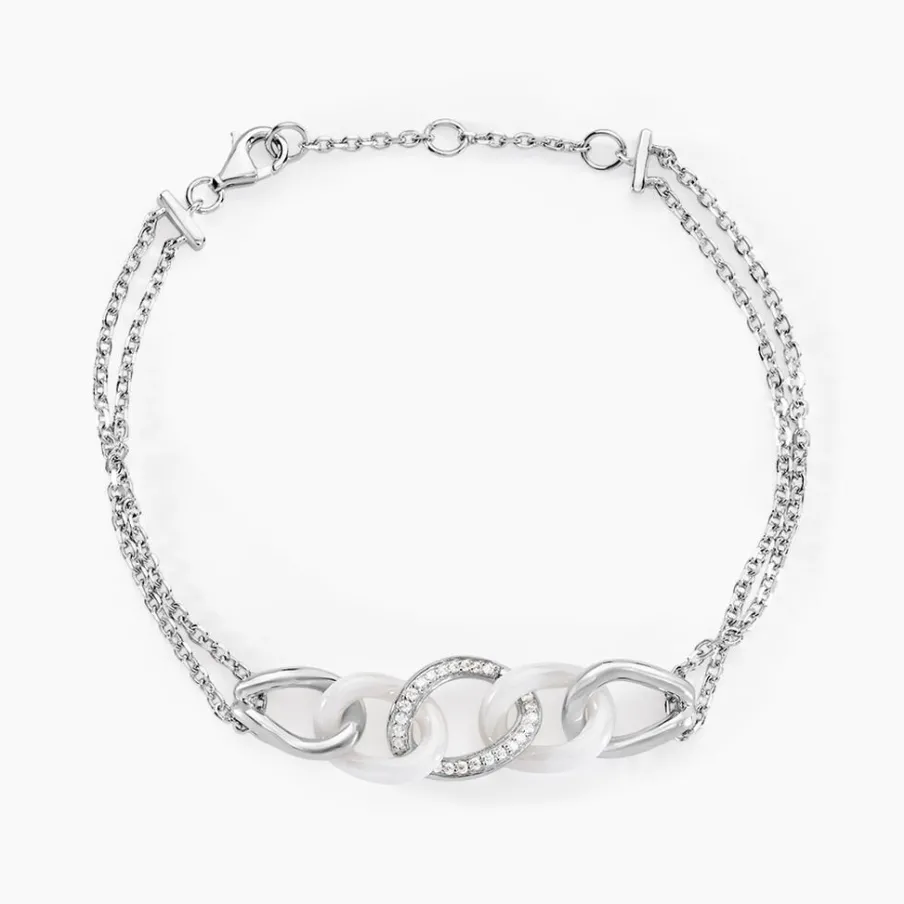 Histoire d'Or Bracelet Link Argent Blanc Céramique Et Oxyde De Zirconium