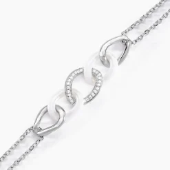 Histoire d'Or Bracelet Link Argent Blanc Céramique Et Oxyde De Zirconium