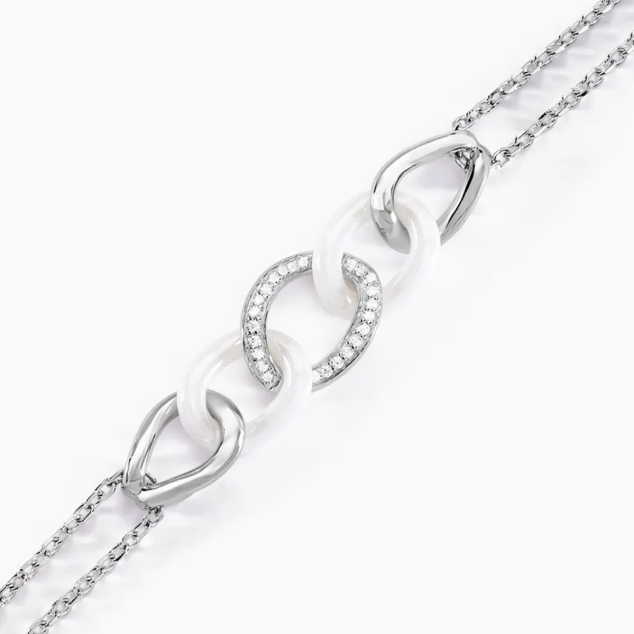 Histoire d'Or Bracelet Link Argent Blanc Céramique Et Oxyde De Zirconium