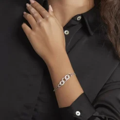 Histoire d'Or Bracelet Link Argent Blanc Céramique Et Oxyde De Zirconium