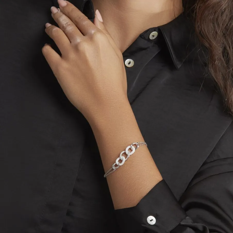 Histoire d'Or Bracelet Link Argent Blanc Céramique Et Oxyde De Zirconium