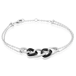 Histoire d'Or Bracelet Link Argent Blanc Céramique Et Oxyde De Zirconium
