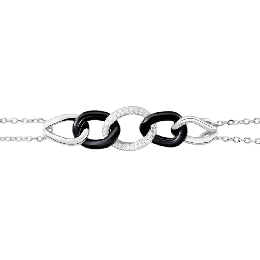 Histoire d'Or Bracelet Link Argent Blanc Céramique Et Oxyde De Zirconium