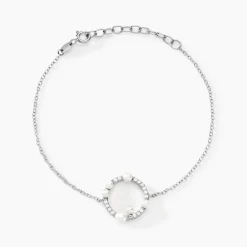 Histoire d'Or Bracelet Lua Argent Blanc Oxyde De Zirconium Perle De Culture
