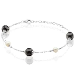 Histoire d'Or Bracelet Lucia Cera Argent Blanc Perle De Culture Et Céramique