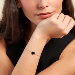 Histoire d'Or Bracelet Lunatique Argent Blanc Malachite Onyx