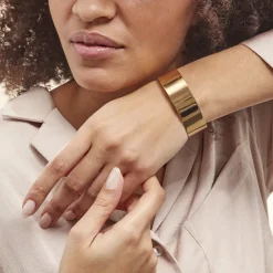 Bracelet Manchette Acier Doré Volcanus Agate-Histoire d'Or Hot