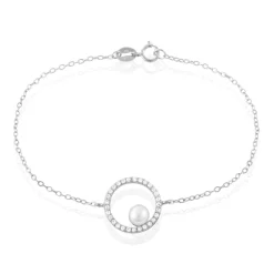 Histoire d'Or Bracelet Marthe Argent Blanc Perle De Culture Et Oxyde De Zirconium