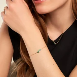 Bracelet Navette Or Jaune Emeraude Diamant-Histoire d'Or Outlet