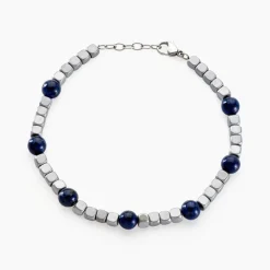 Bracelet Ole Acier Blanc Lapis Lazuli Hématite-Histoire d'Or Discount