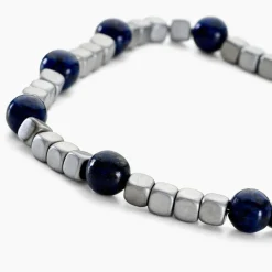 Bracelet Ole Acier Blanc Lapis Lazuli Hématite-Histoire d'Or Discount