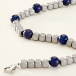 Bracelet Ole Acier Blanc Lapis Lazuli Hématite-Histoire d'Or Discount