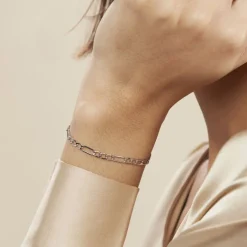 Bracelet Or Blanc Maille Alternée 1/3-Histoire d'Or New