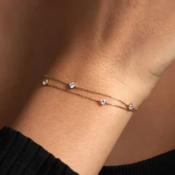 Histoire d'Or Bracelet Or Jaune Eclat D'etoile Oxyde De Zirconium