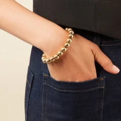 Histoire d'Or Bracelet Perles Solaires Acier Jaune