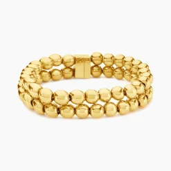 Histoire d'Or Bracelet Perles Solaires Acier Jaune