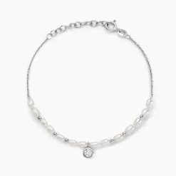Bracelet Perlissima Argent Blanc Oxyde Et Perle De Culture-Histoire d'Or Clearance