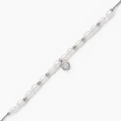 Bracelet Perlissima Argent Blanc Oxyde Et Perle De Culture-Histoire d'Or Clearance