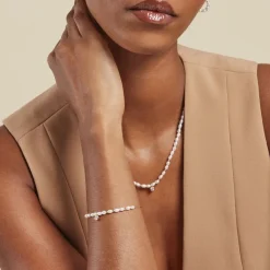 Bracelet Perlissima Argent Blanc Oxyde Et Perle De Culture-Histoire d'Or Clearance