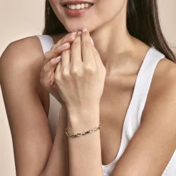 Histoire d'Or Bracelet Plaqué Or Kelian Oxydes De Zirconium Et Pierres Bleues