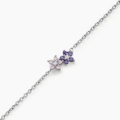 Histoire d'Or Bracelet Purple Bloom Argent Blanc Oxyde De Zirconium