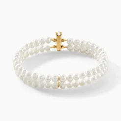 Histoire d'Or Bracelet Silene 2 Rangs Or Jaune Perle De Culture