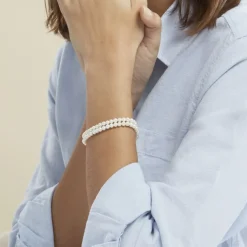 Histoire d'Or Bracelet Silene 2 Rangs Or Jaune Perle De Culture