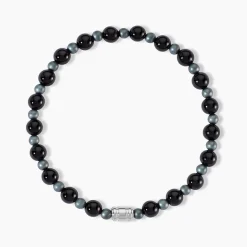 Histoire d'Or Bracelet Younes Acier Argenté Agate Hématite