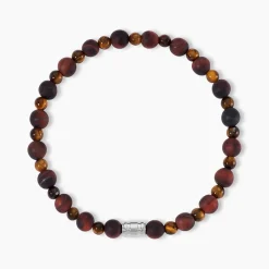 Histoire d'Or Bracelet Younes Acier Argenté Oeil De Tigre