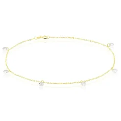 Histoire d'Or Chaine De Cheville Or Jaune Leucitica Oxydes De Zirconium
