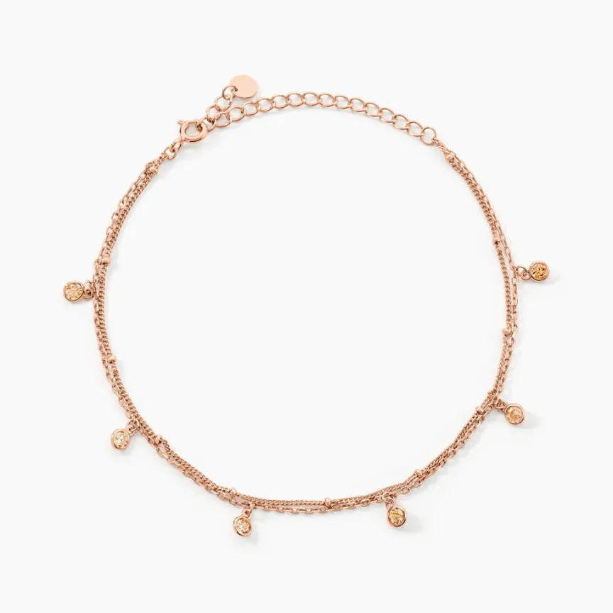 Chaîne De Cheville Heidi Argent Rose Oxyde De Zirconium-Histoire d'Or