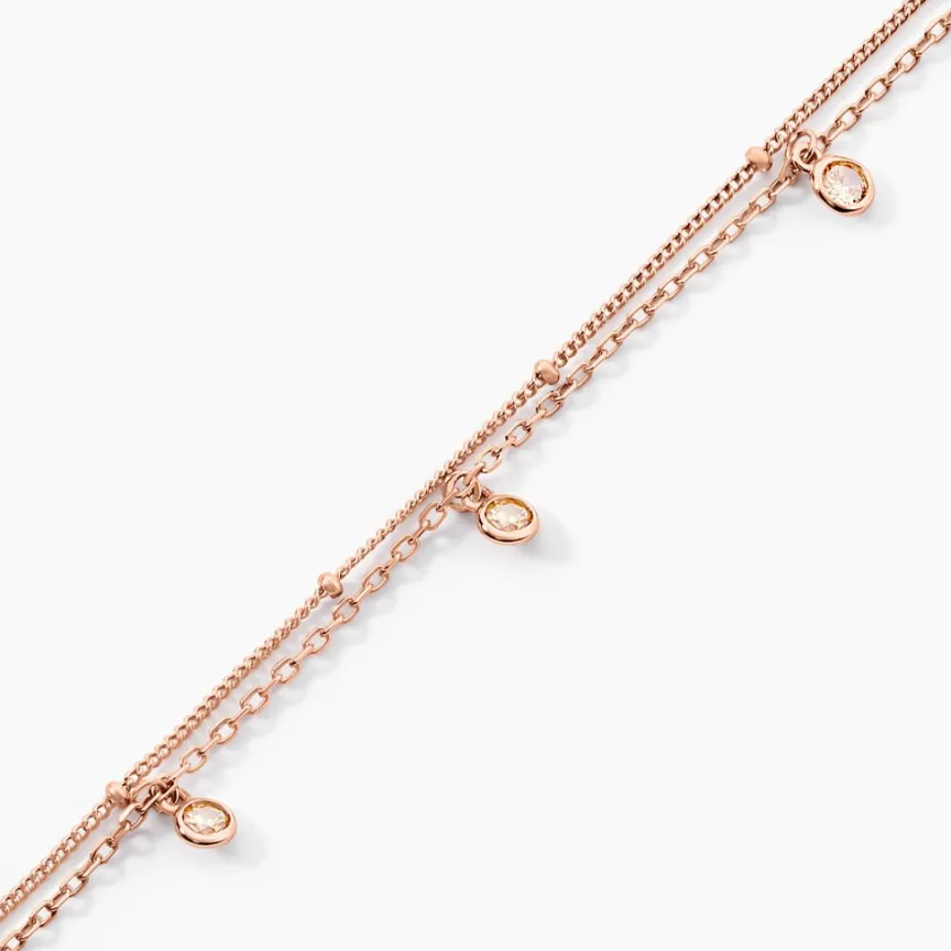 Chaîne De Cheville Heidi Argent Rose Oxyde De Zirconium-Histoire d'Or