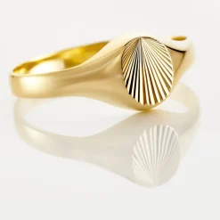 Histoire d'Or Chevaliere Solarium Or Jaune Ovale Soleil