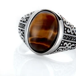 Chevalière Acier Vieilli Keegan 艙il De Tigre-Histoire d'Or Online