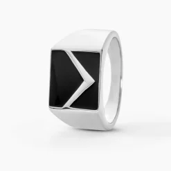 Chevalière Argent Blanc Christoffer Email-Histoire d'Or Hot