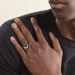 Chevalière Argent Blanc Christoffer Email-Histoire d'Or Hot