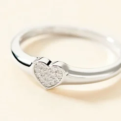 Histoire d'Or Chevalière Argent Deep In Love Oxydes De Zirconium