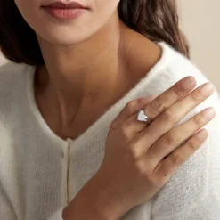 Histoire d'Or Chevalière Barbara Argent Blanc