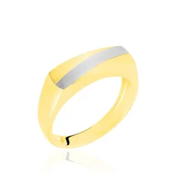 Chevalière Benton Rectangulaire Ligne Or Bicolore-Histoire d'Or Hot