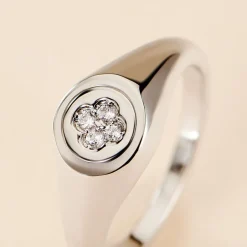 Histoire d'Or Chevalière Chesley Argent Blanc Oxyde De Zirconium