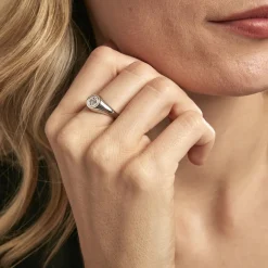 Histoire d'Or Chevalière Chesley Argent Blanc Oxyde De Zirconium