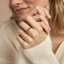 Chevalière Cosma Plaqué Or Jaune Oxyde De Zirconium-Histoire d'Or New