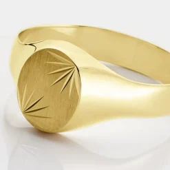 Histoire d'Or Chevalière Gerrard Ovale Diamantee Soleil Or Jaune