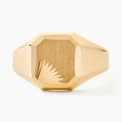 Histoire d'Or Chevalière Gregg Carree Diamantee Soleil Or Jaune