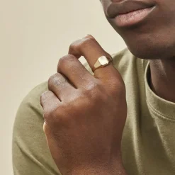 Histoire d'Or Chevalière Gregg Carree Diamantee Soleil Or Jaune