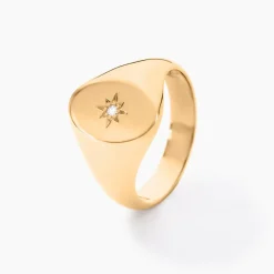 Chevalière Gwennen Plaqué Or Oxyde De Zirconium-Histoire d'Or Online