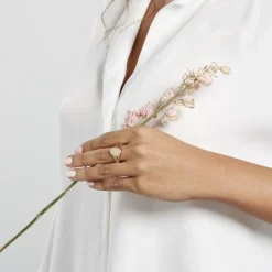 Chevalière Gwennen Plaqué Or Oxyde De Zirconium-Histoire d'Or Online