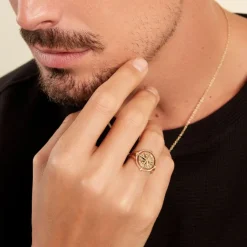 Histoire d'Or Chevalière Jet Plaqué Or Jaune